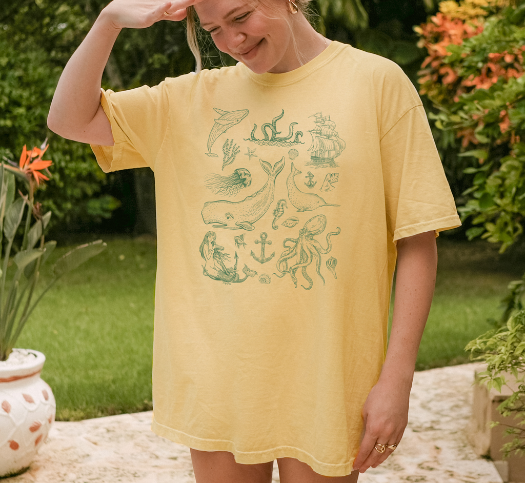 T-shirt de tatouage vintage sur le thème marin