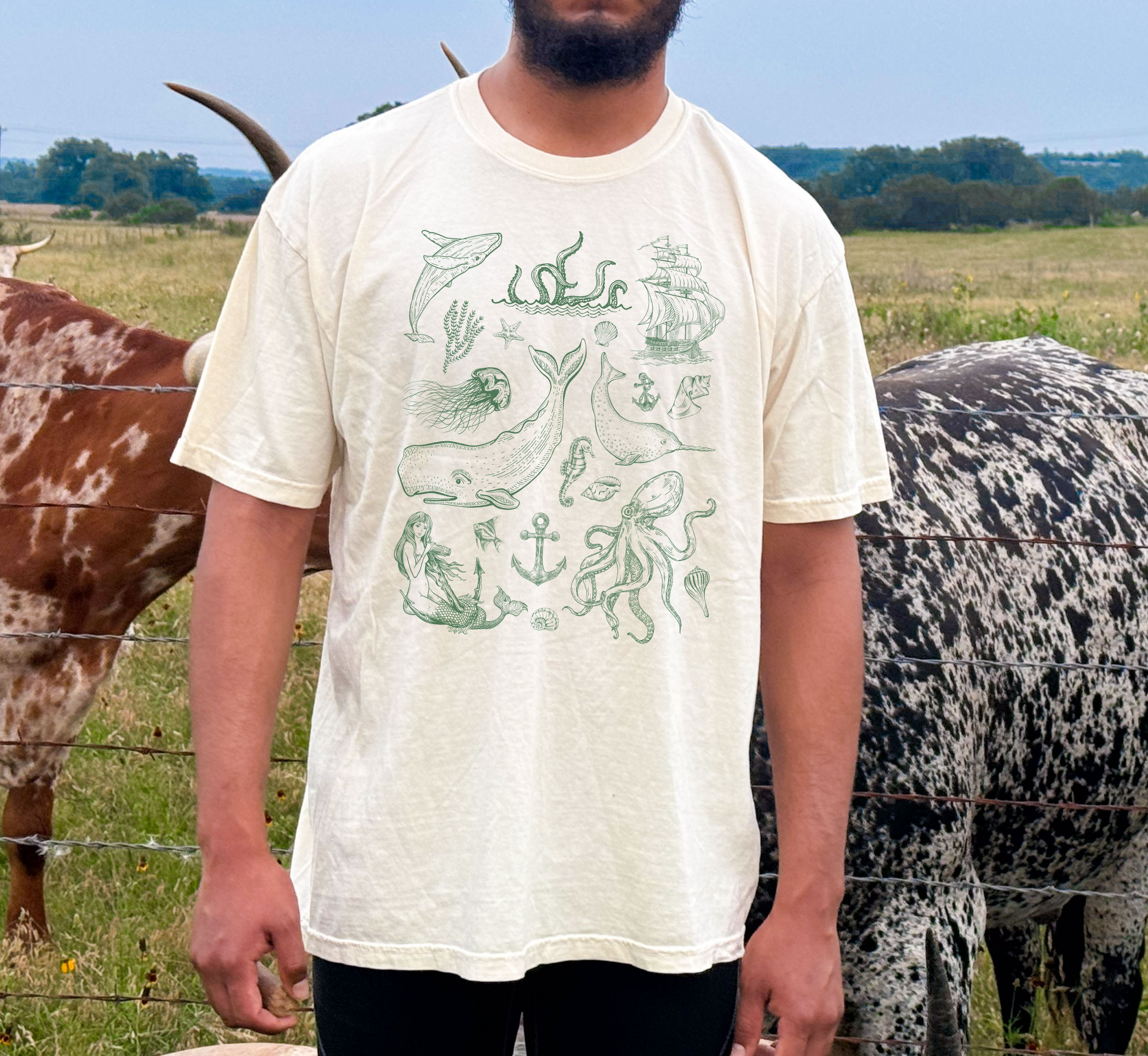 Vintage Sea Themed Tattoo T-Shirt