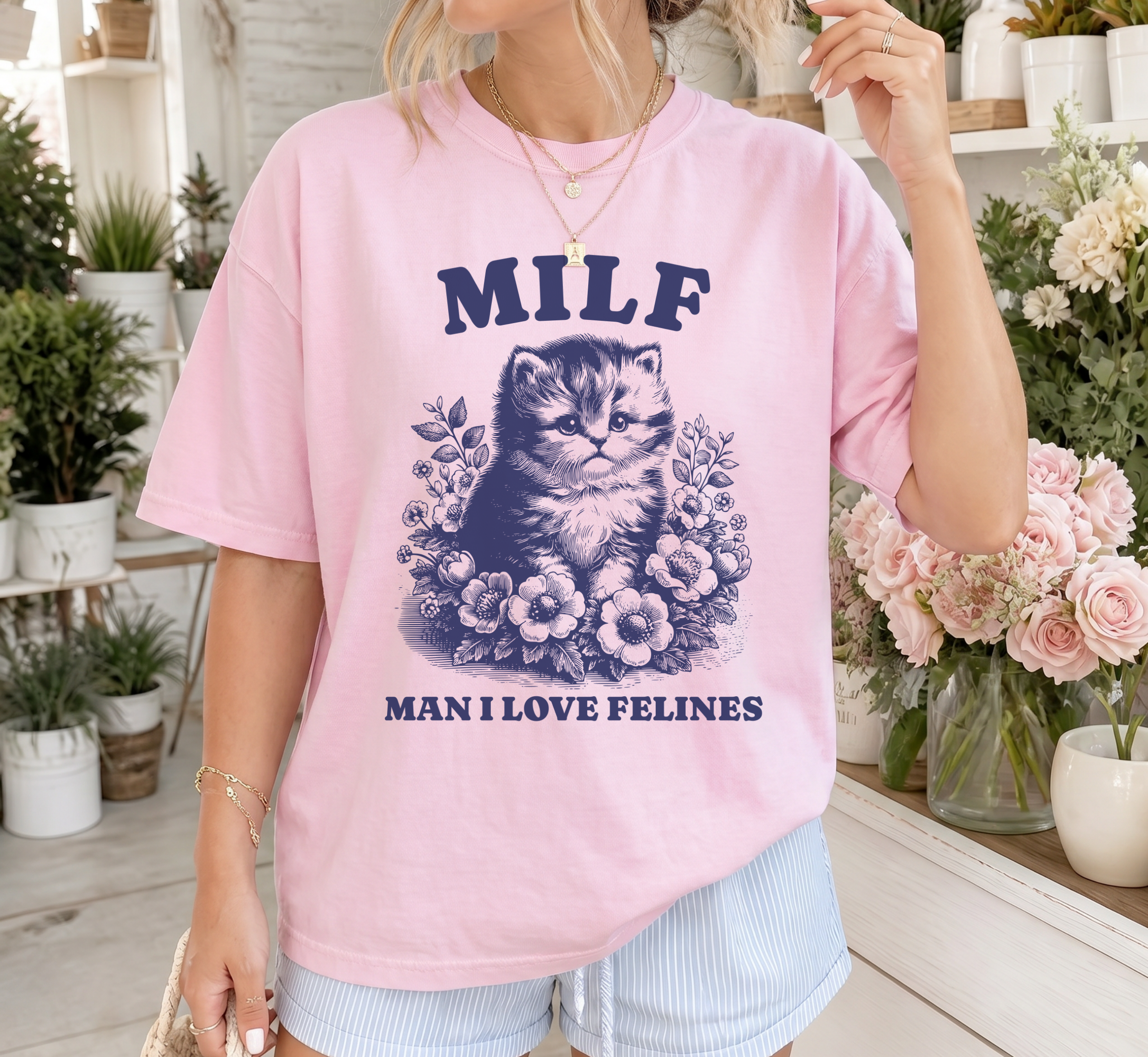 MILF Man I Love Felines Cat T-Shirt