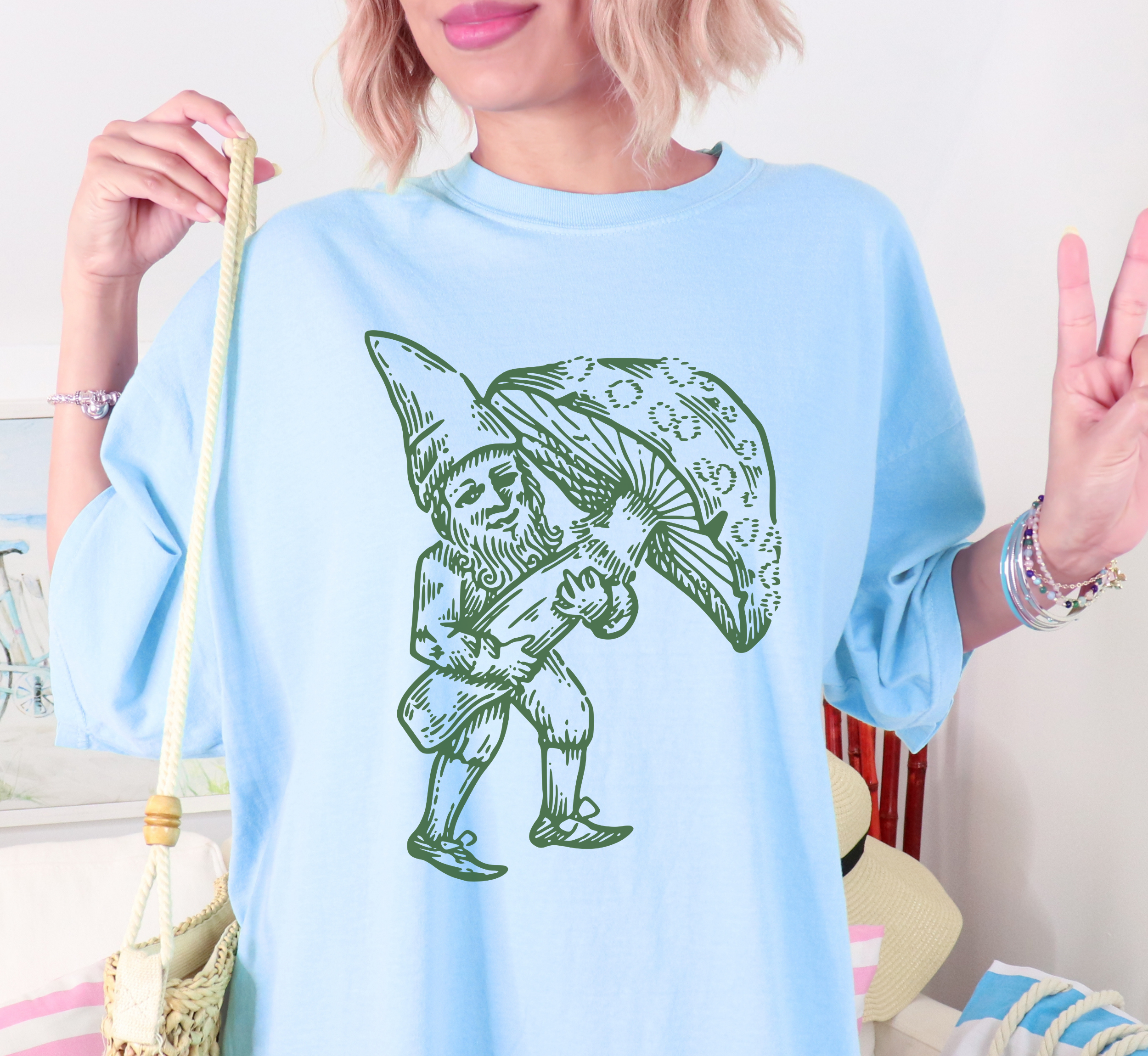 Medieval Gnome with Mushroom T-Shirt