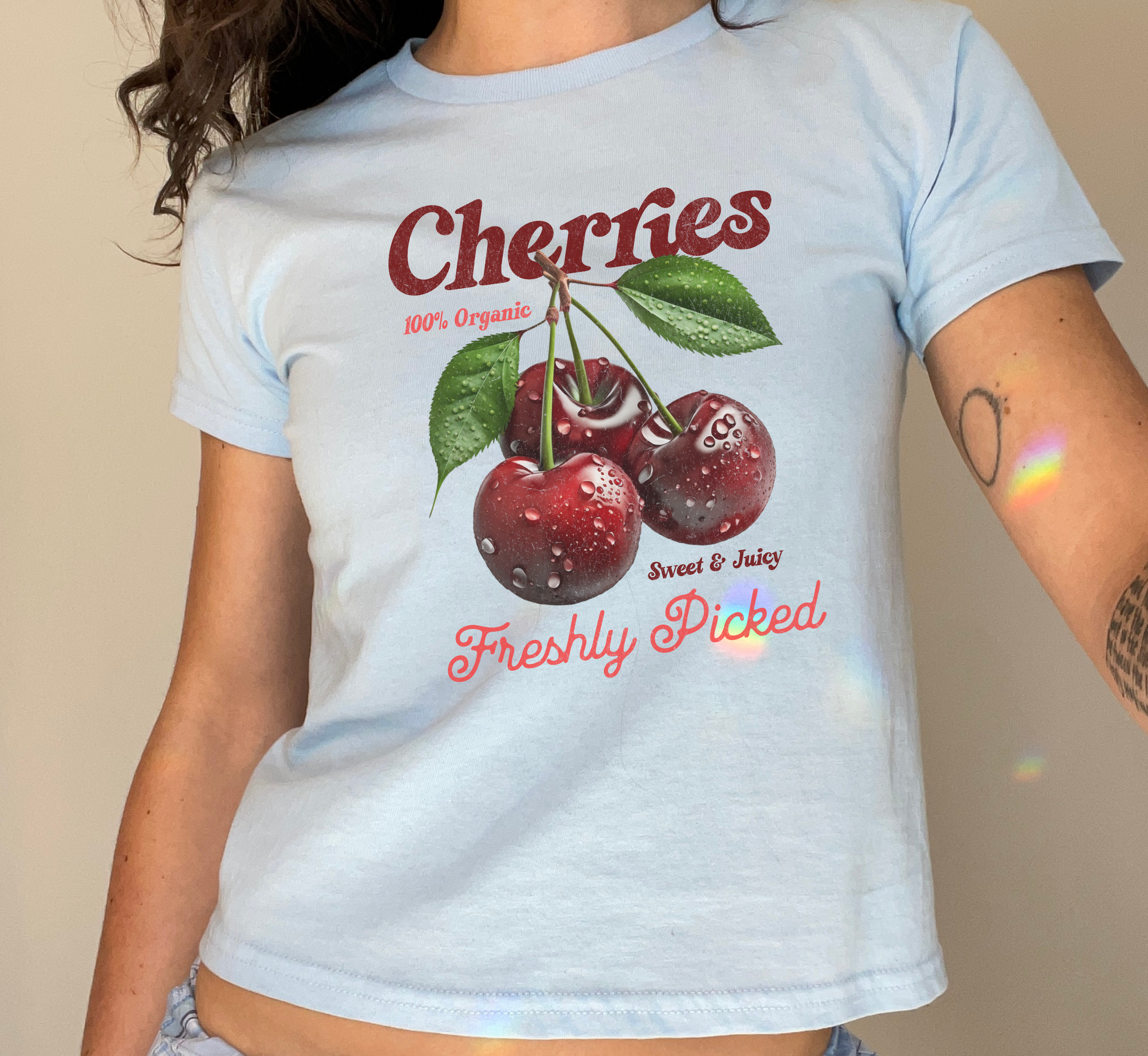 Retro Cherries Advertisement Baby Tee