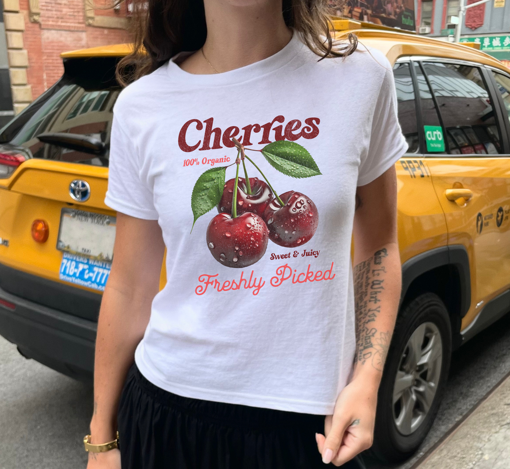 Retro Cherries Advertisement Baby Tee