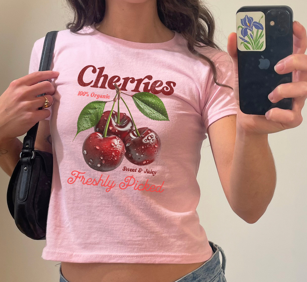 Retro Cherries Advertisement Baby Tee