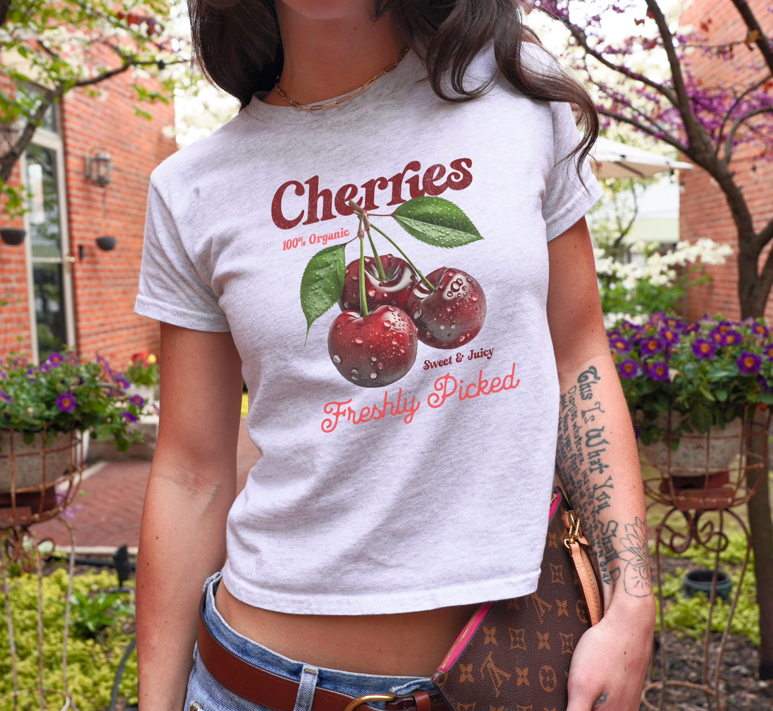 Retro Cherries Advertisement Baby Tee