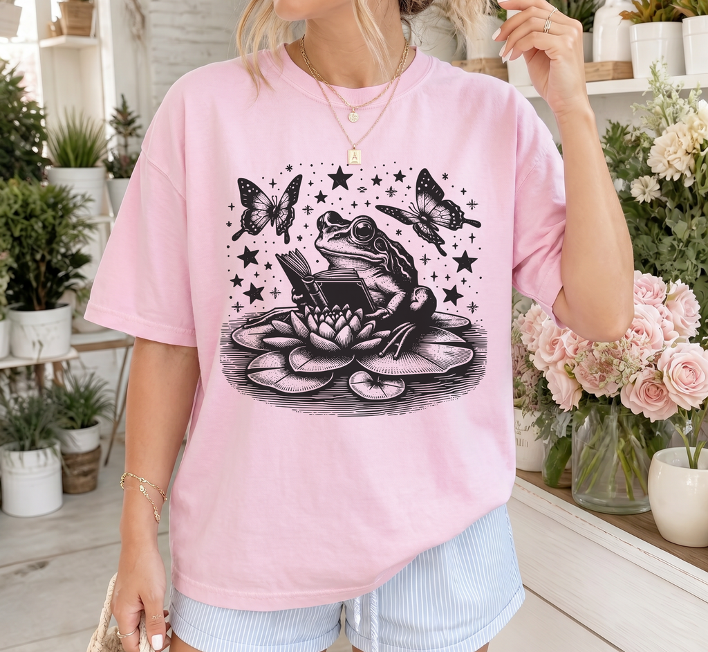 Frog Reading Book T-Shirt