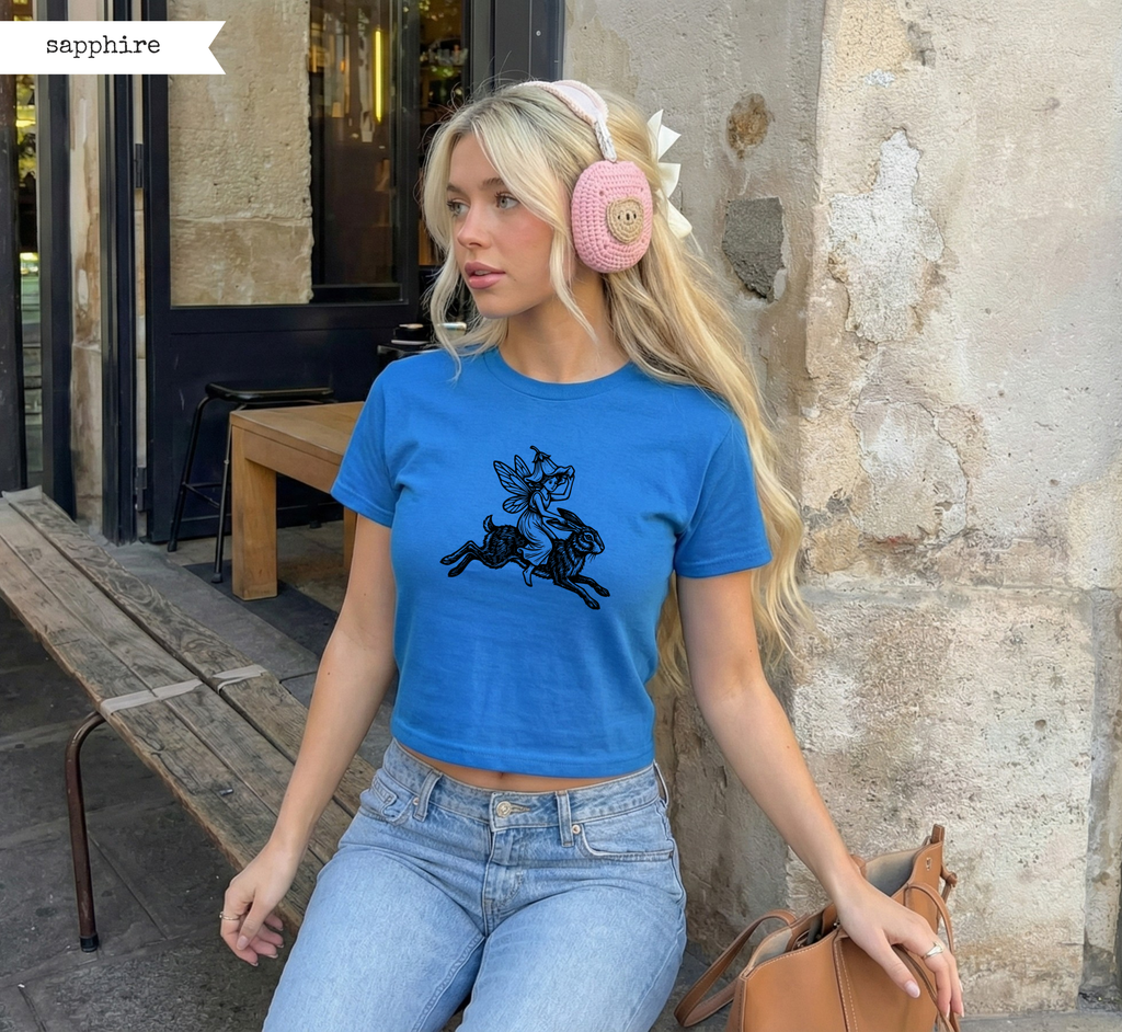 Medieval Fairy Riding Hare Baby Tee
