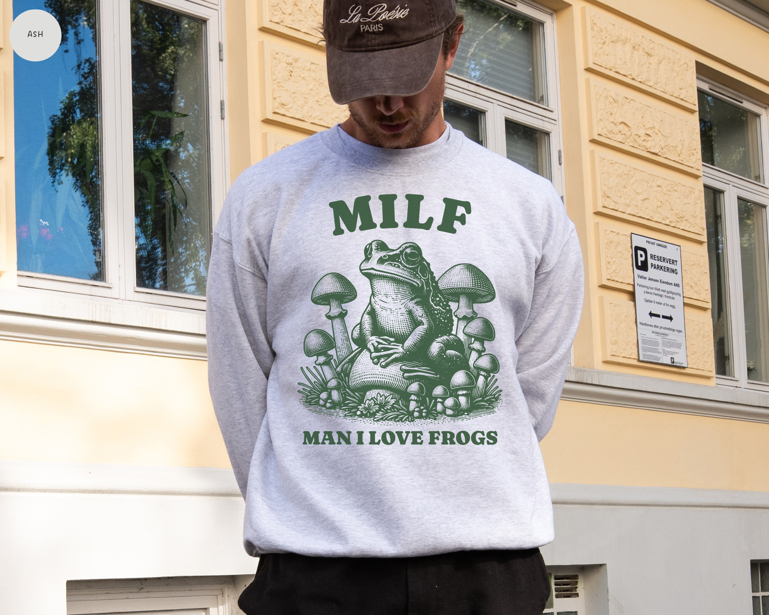 Sweat-shirt ras du cou « J'aime les grenouilles »
