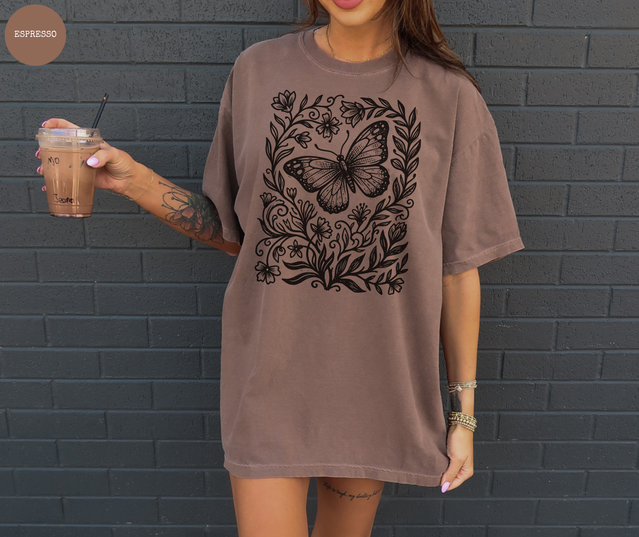 Retro Linocut Butterfly T-Shirt
