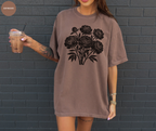Retro Linocut Flowers T-Shirt