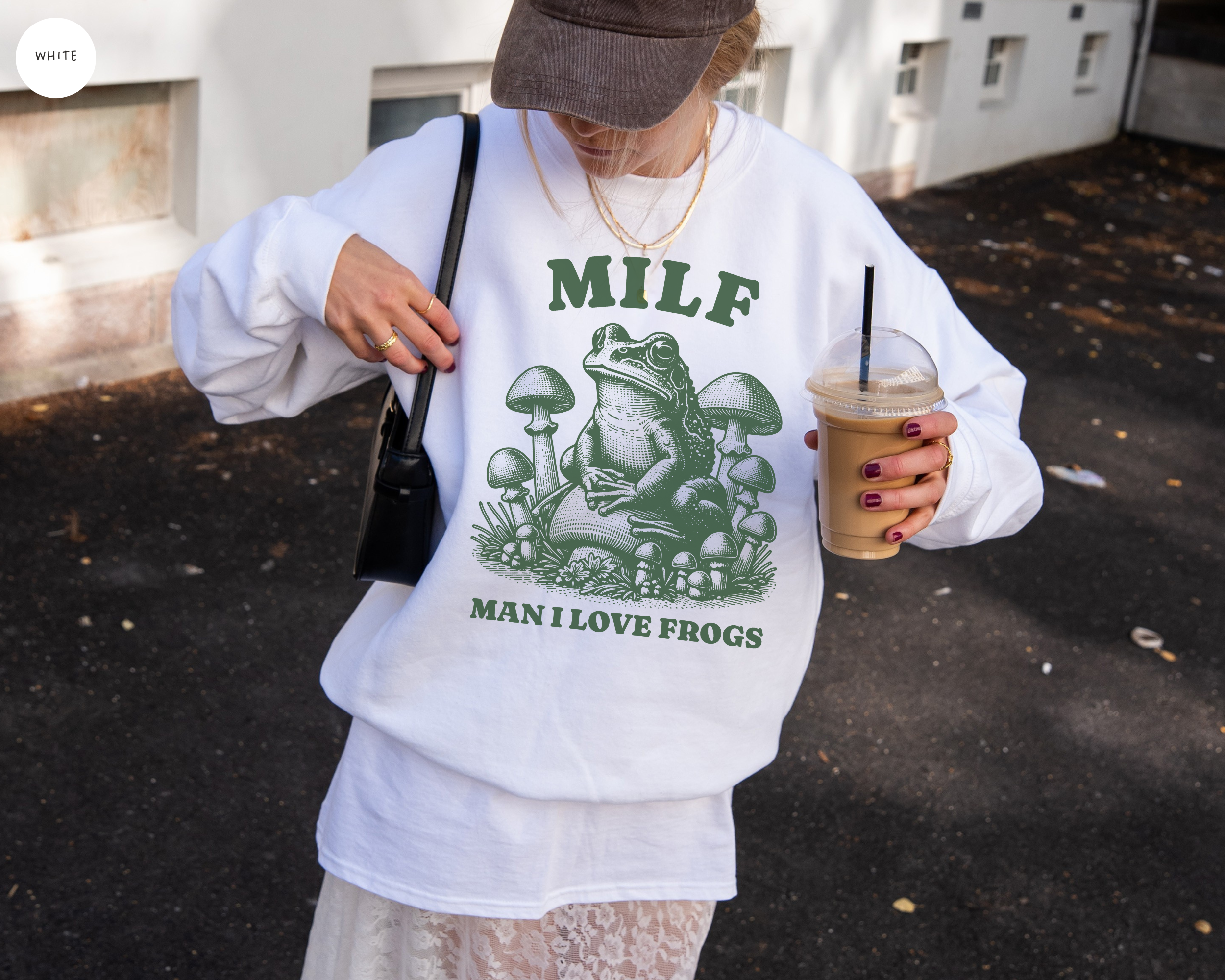 Sweat-shirt ras du cou « J'aime les grenouilles »