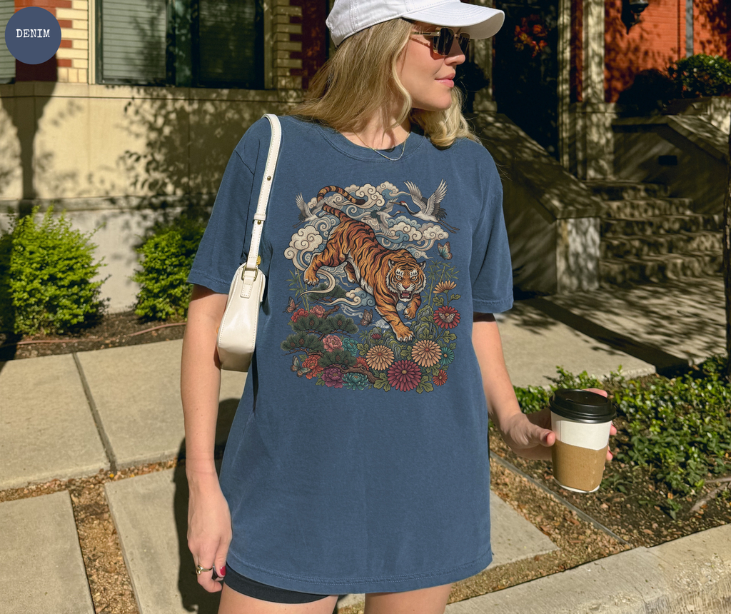 Retro Linocut Tiger T-Shirt