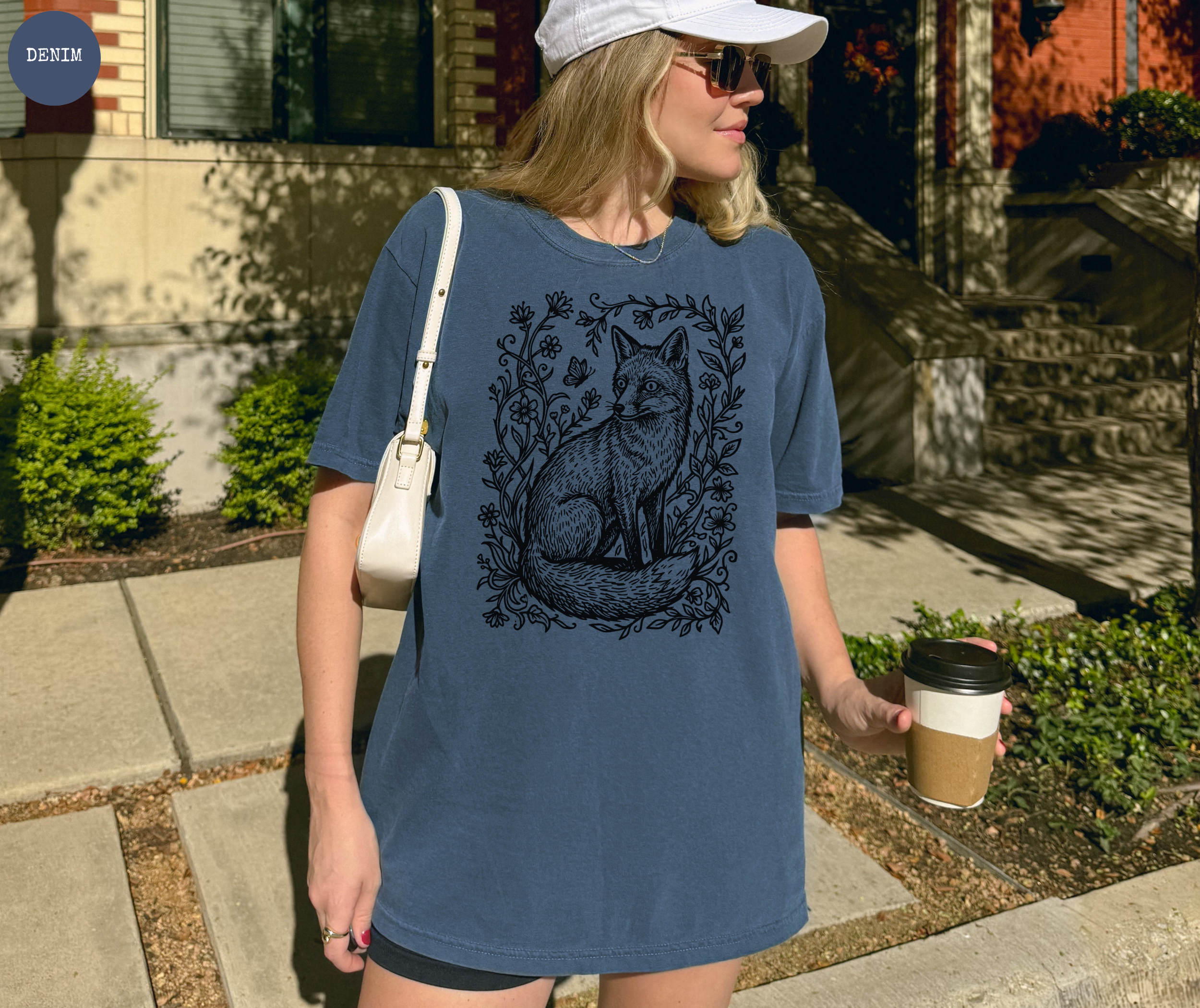 Retro Linocut Fox T-Shirt