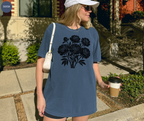 Retro Linocut Flowers T-Shirt