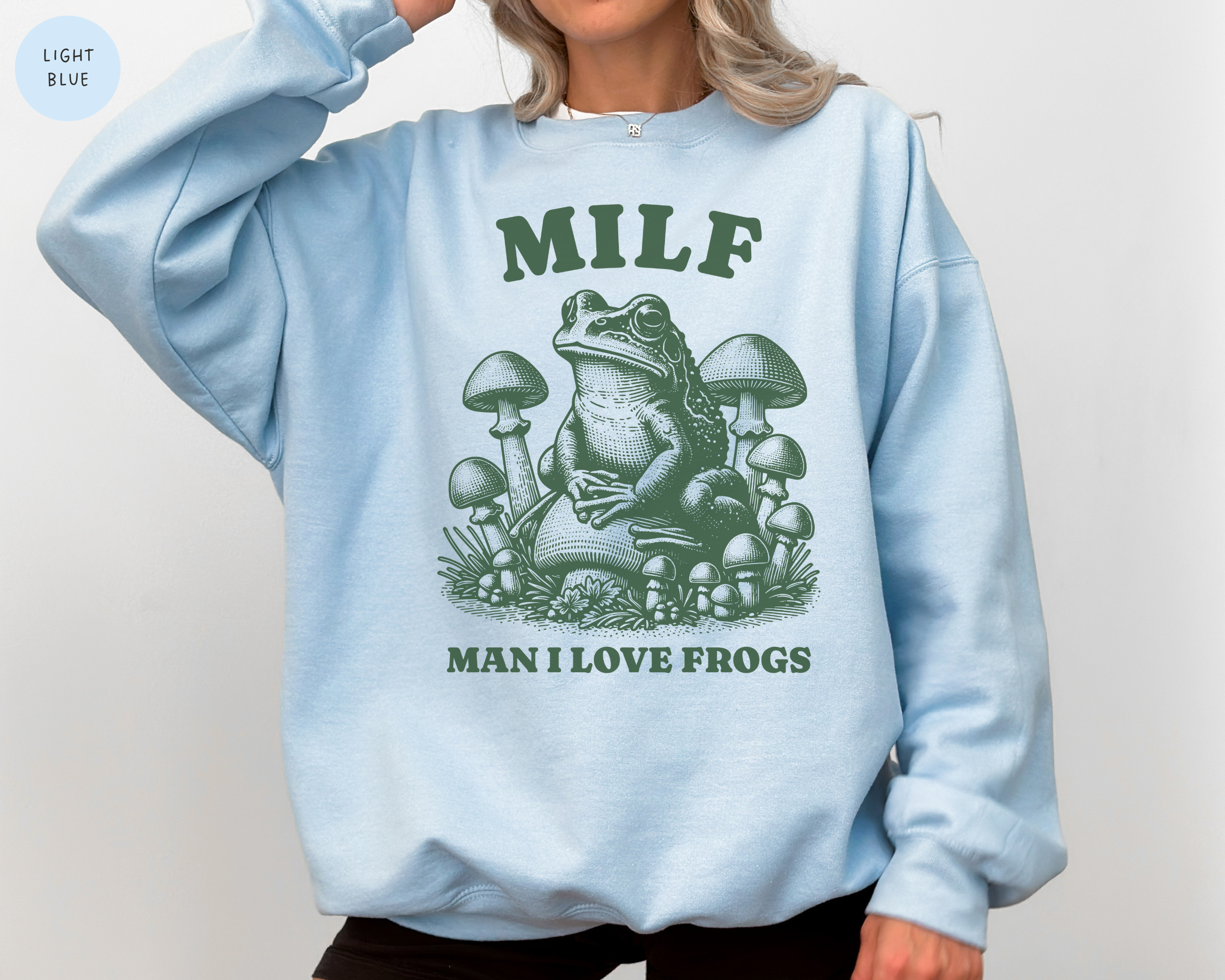 Sweat-shirt ras du cou « J'aime les grenouilles »