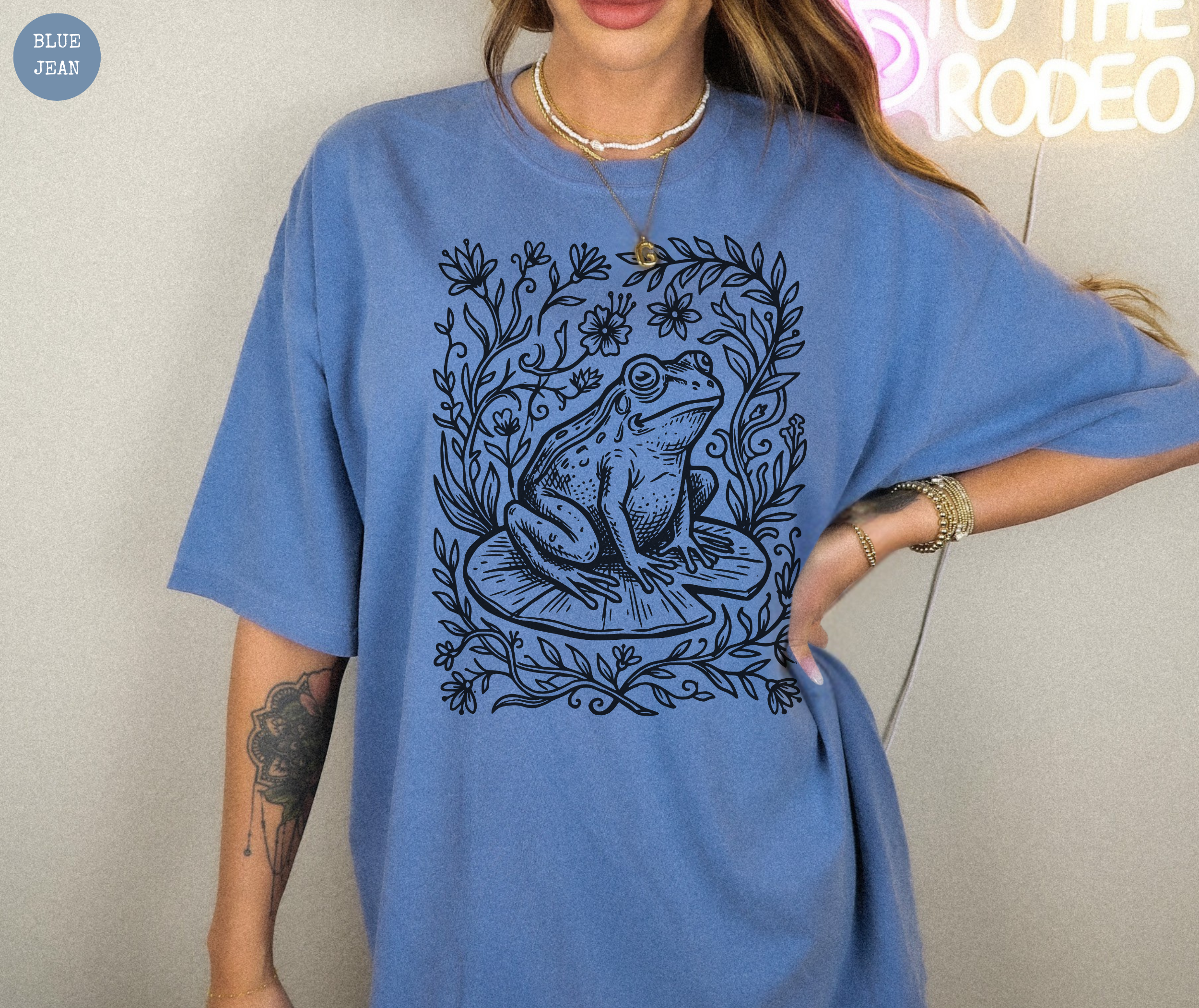 T-shirt Grenouille Linogravure Rétro