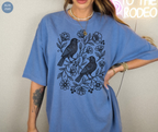 Vintage Linocut Birds & Flowers T-Shirt
