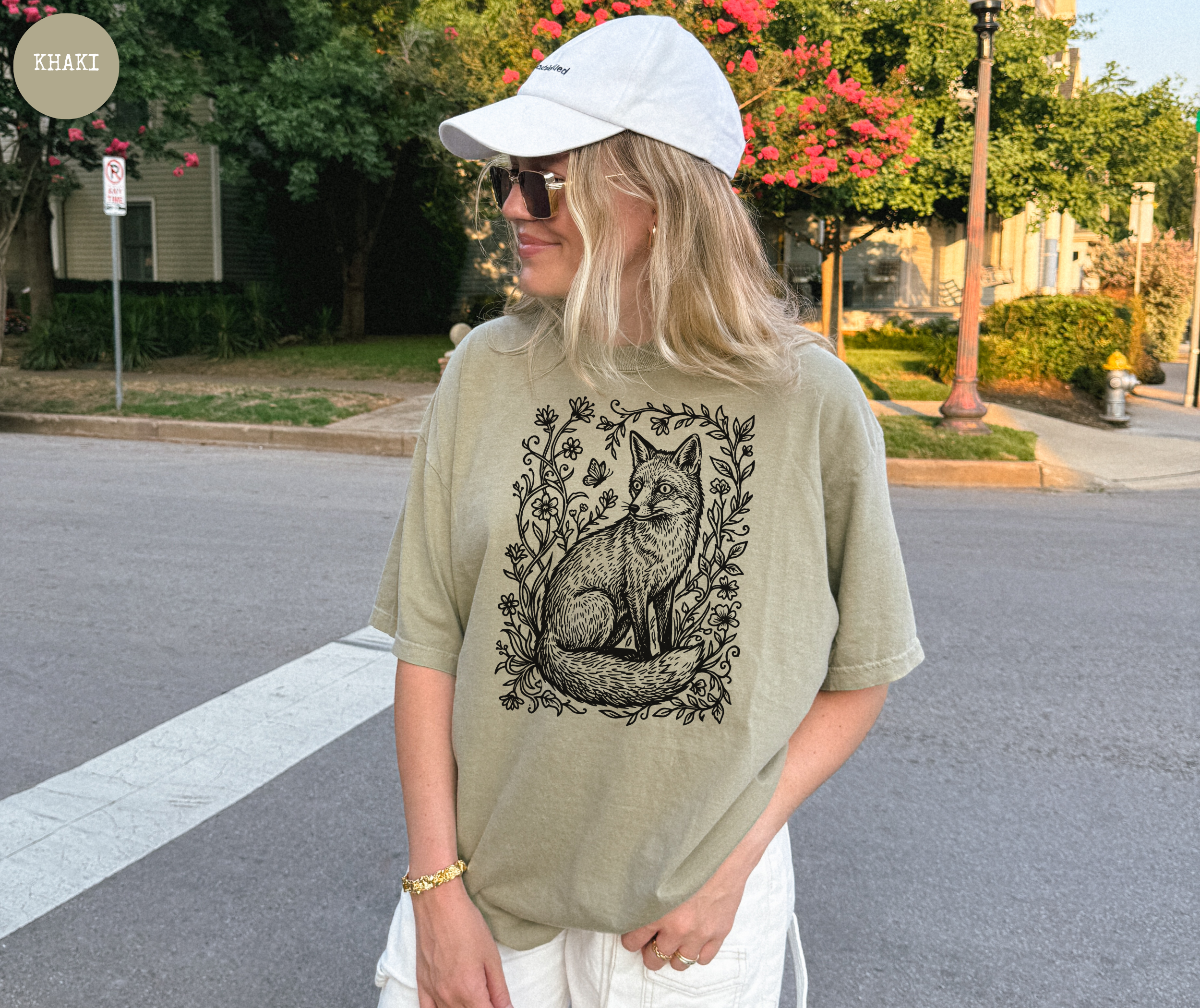 Retro Linocut Fox T-Shirt