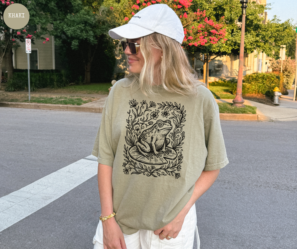 T-shirt Grenouille Linogravure Rétro