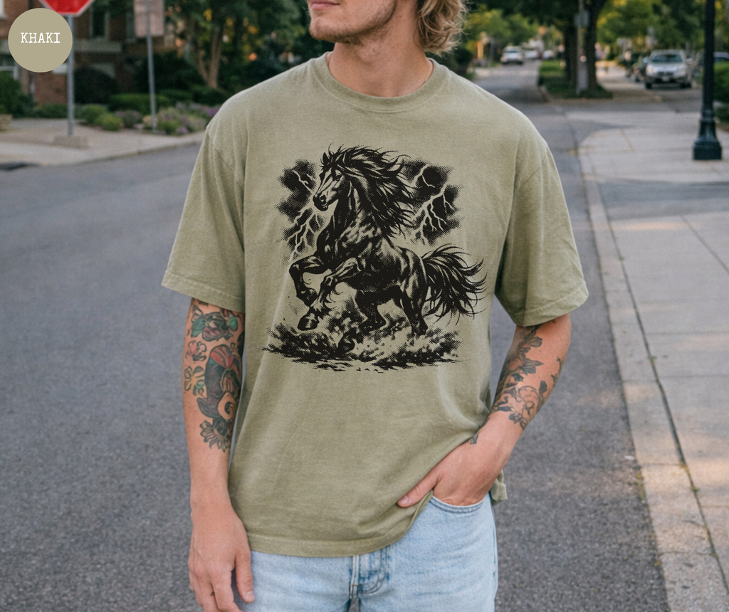 T-shirt cheval et éclair style années 90 rétro