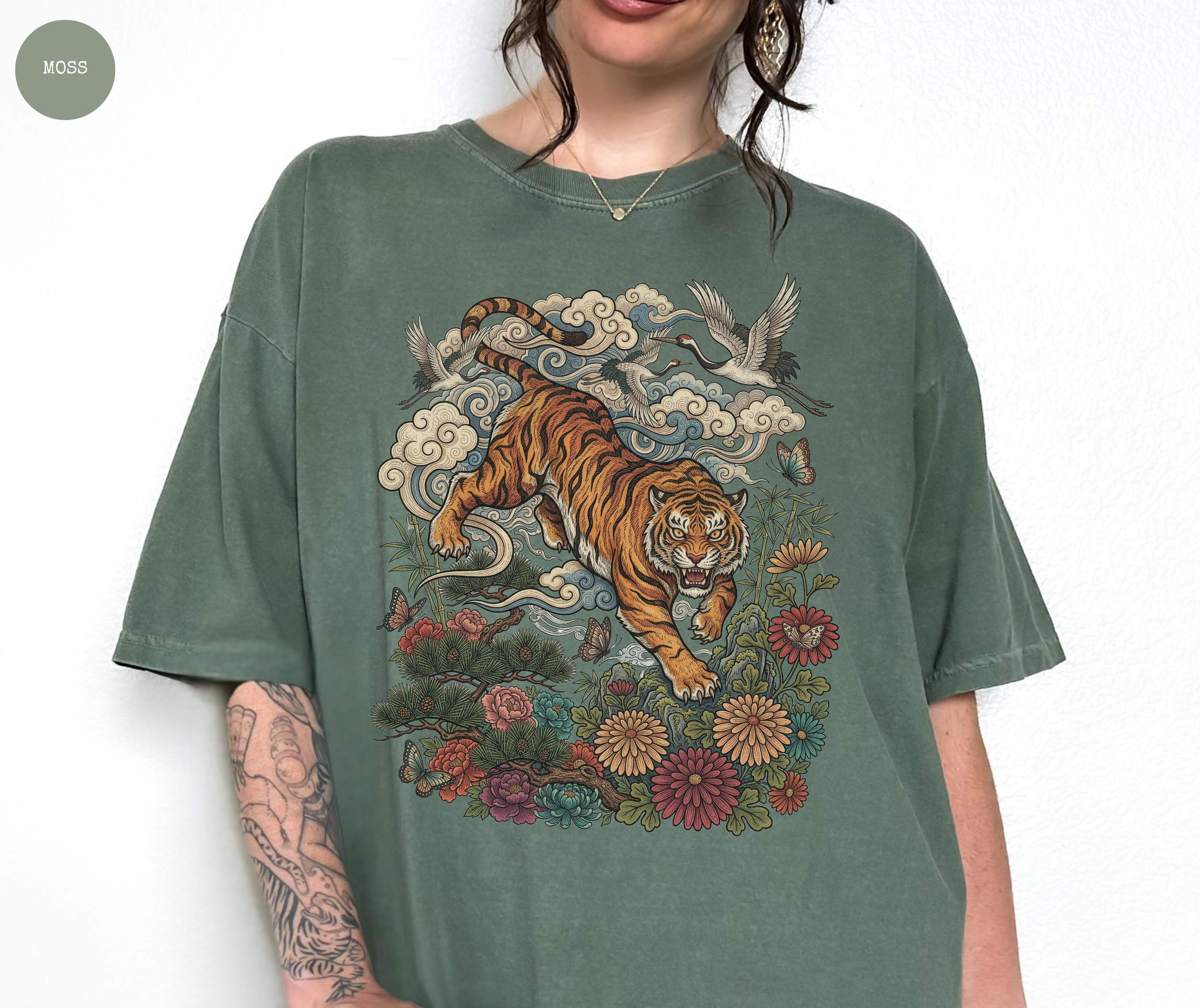 Retro Linocut Tiger T-Shirt