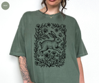 T-shirt Lapin Rétro Gravure sur Linoléo Bois