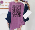 Retro Linocut Owl T-Shirt