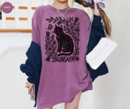 Retro Linocut Cat T-Shirt