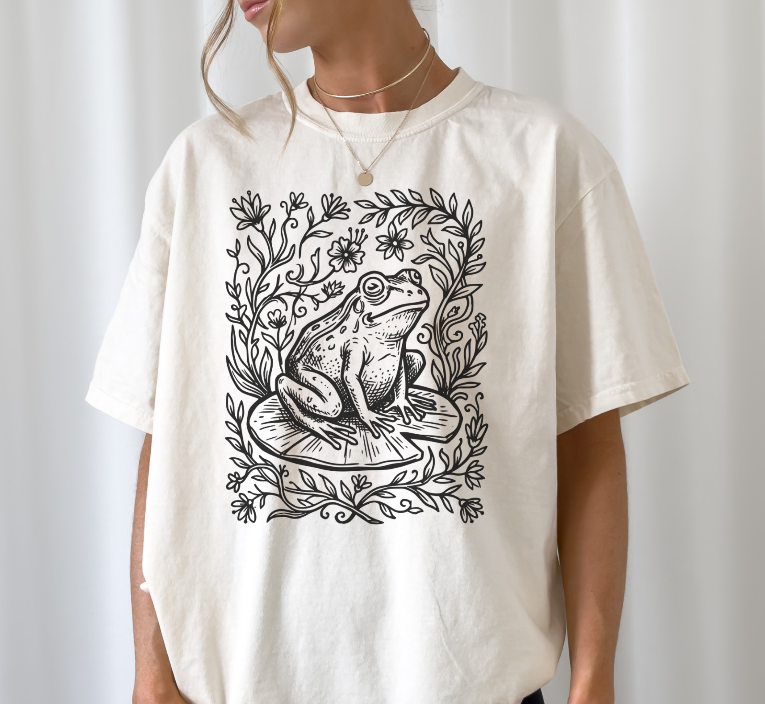 Retro Linocut Frog T-Shirt