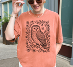 Retro Linocut Owl T-Shirt