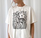 T-shirt Rétro Bébé Cerf Linogravure