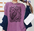 T-shirt Chouette Linogravure Rétro