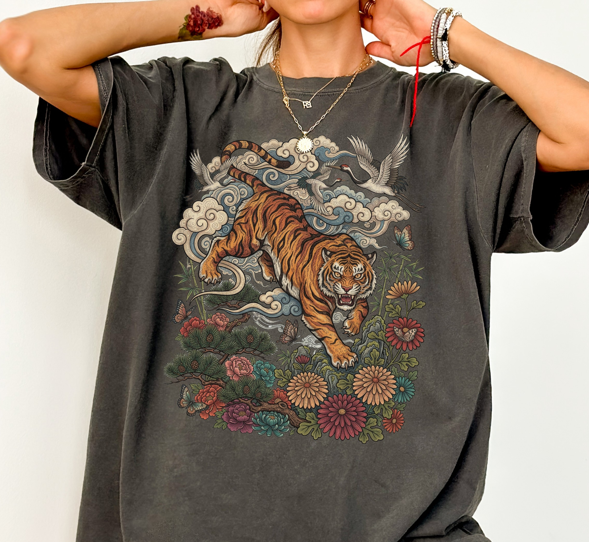 Retro Linocut Tiger T-Shirt